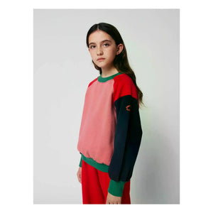 Bobo Choses - Renk bloklu organik pamuk sweatshirt | Pembe