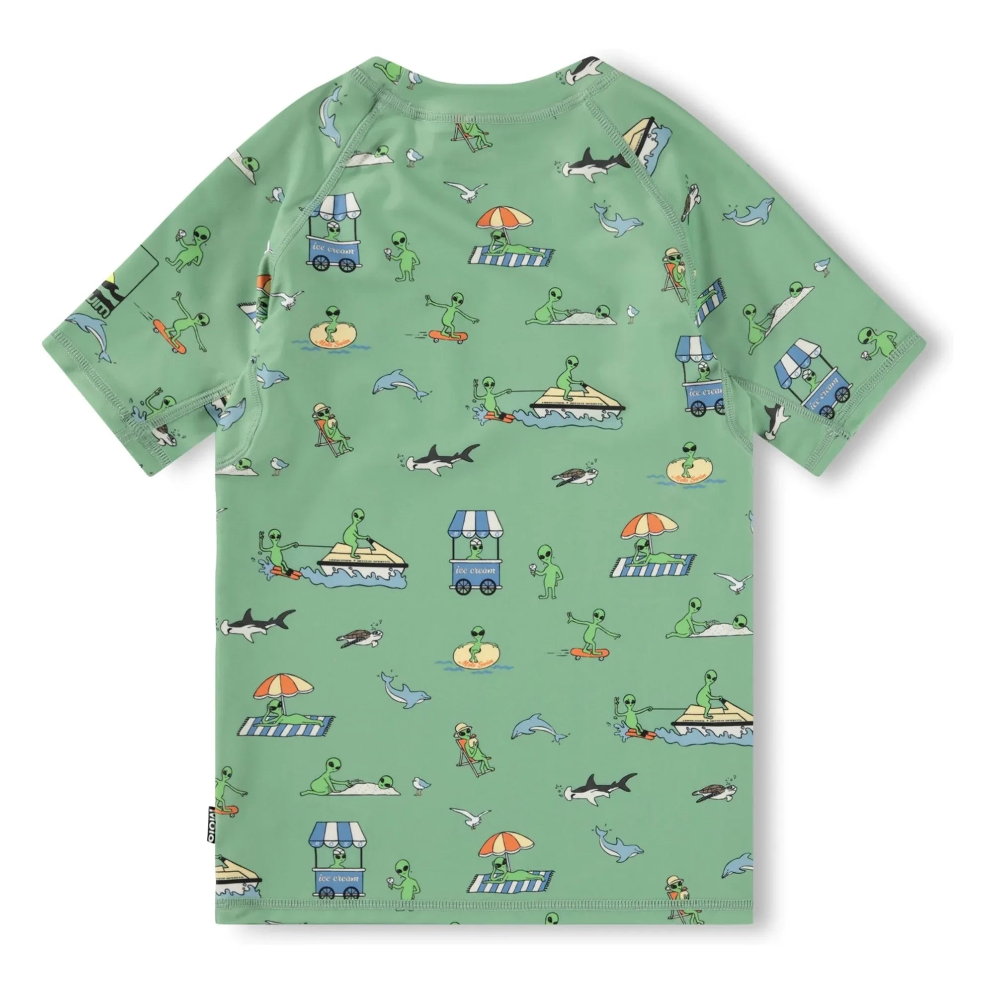 Molo - Neptune Aliens UV Protected T-Shirt Made from Recycled Fibers | Green