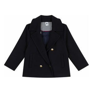 Petit Bateau - Double-breasted wool pea coat | Night Blue