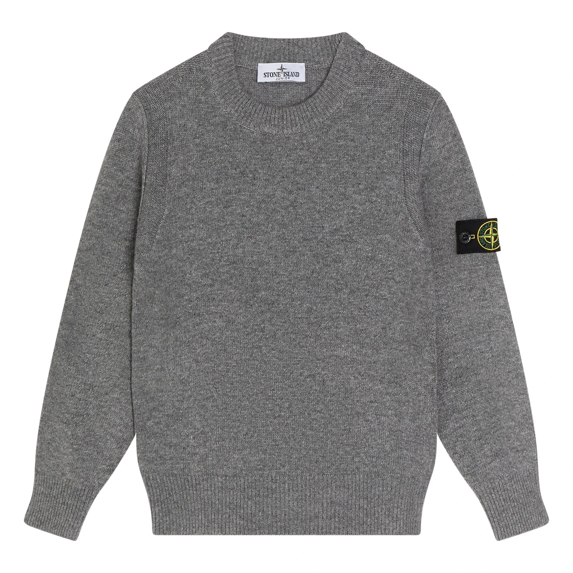 Stone Island - Logo Yün Kazak | Gri
