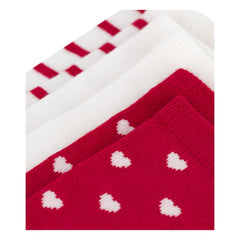 Petit Bateau - Heart Pattern 3-Pair Sock Set | White