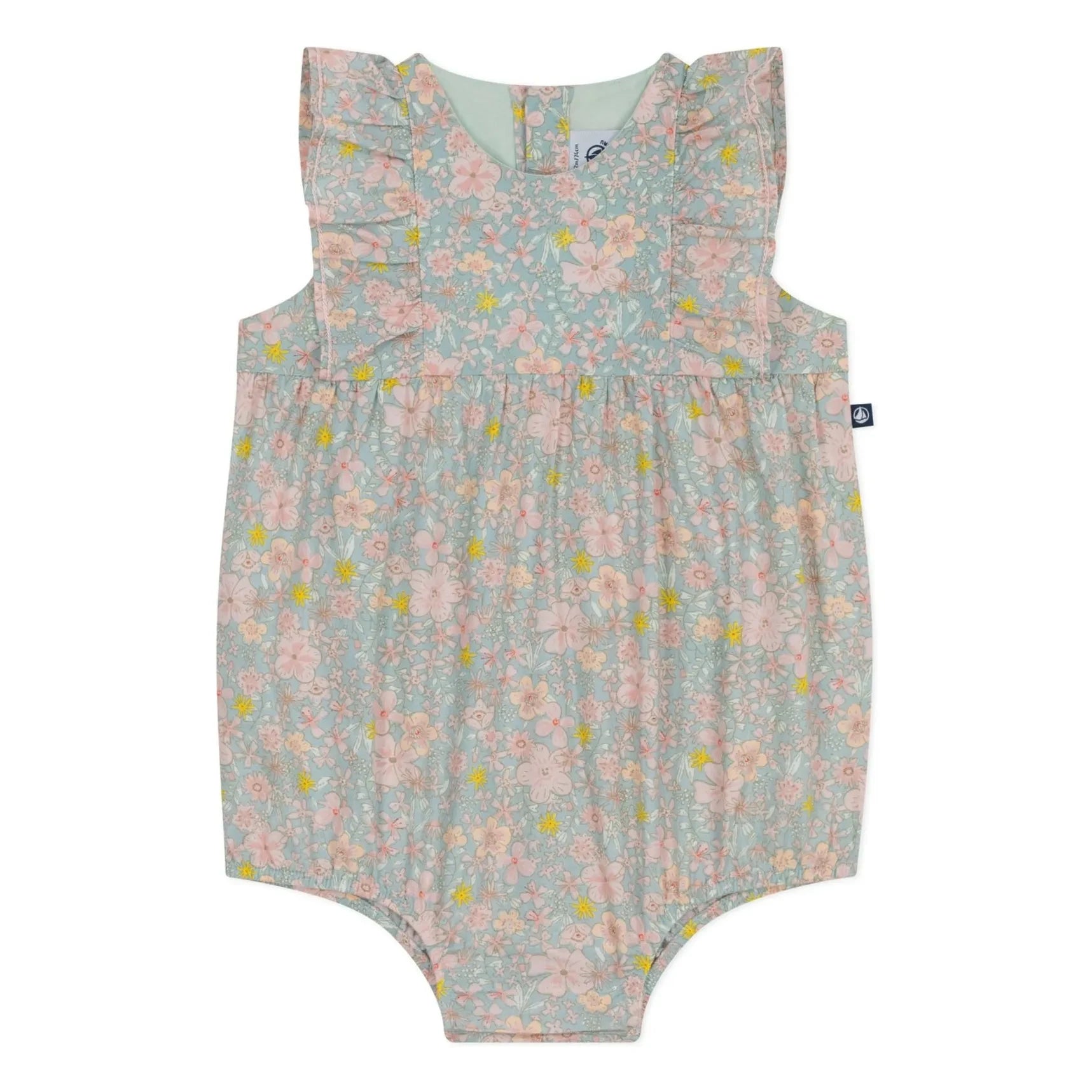 Petit Bateau - Organic cotton poplin floral jumpsuit | Grey Blue