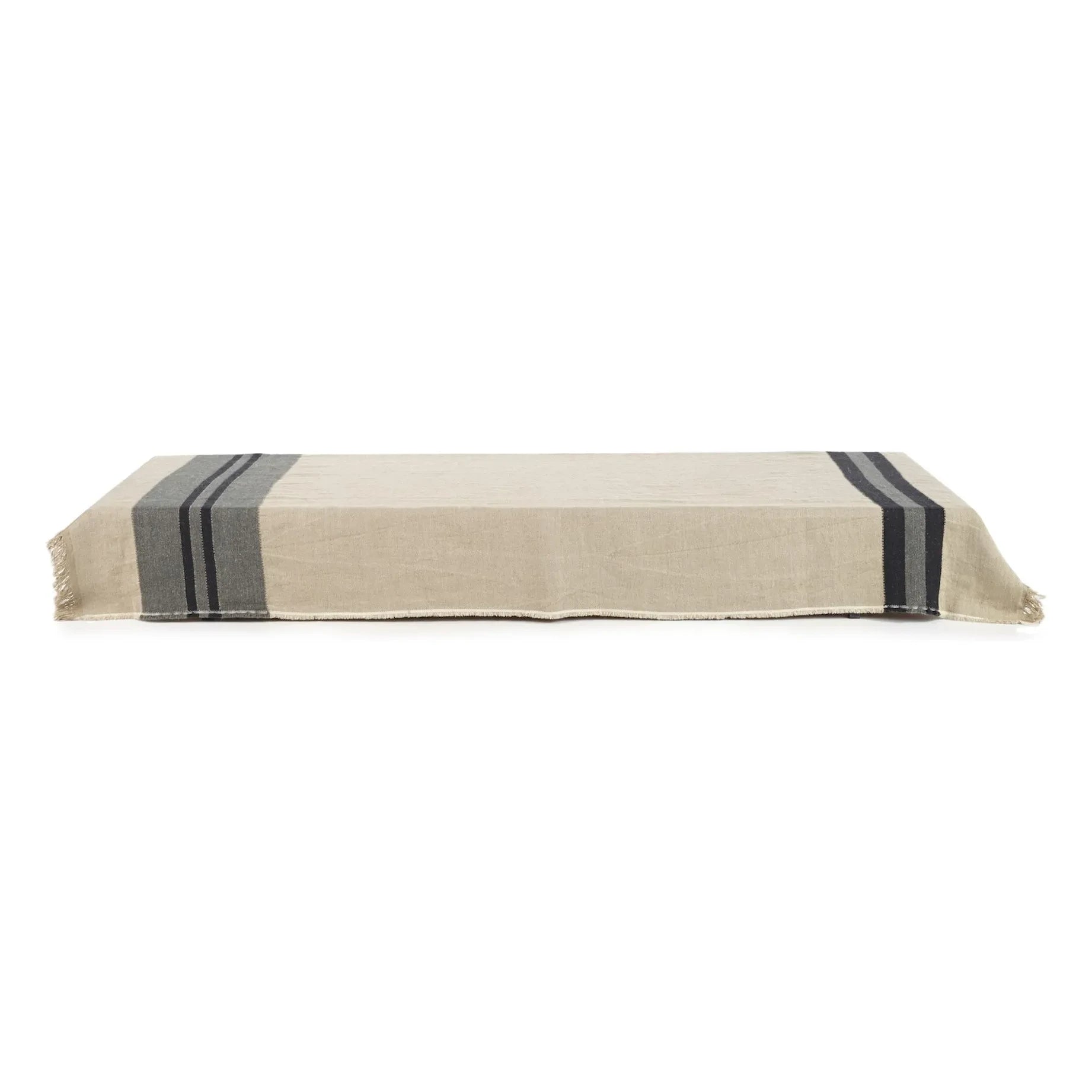 Libeco - Black House Stripe Leinenplaid | Anthrazit