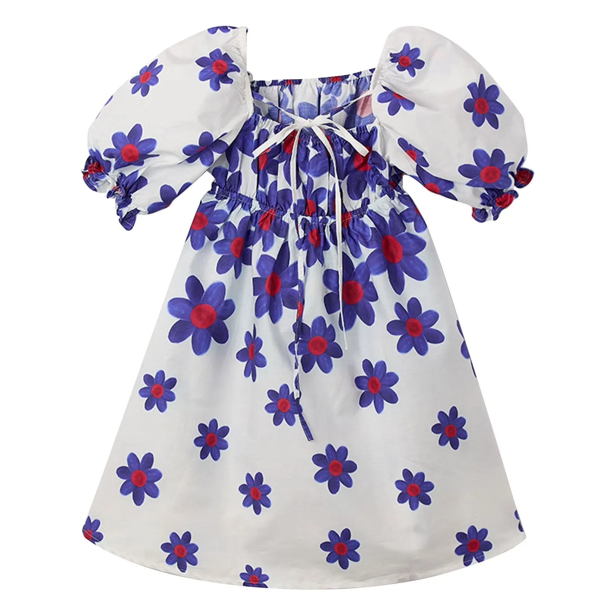 Fabula - Ballonärmeliges Blumen-Midikleid | Weiß