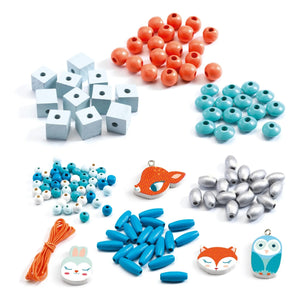 Djeco - Wooden Beads Small Animals | Blue
