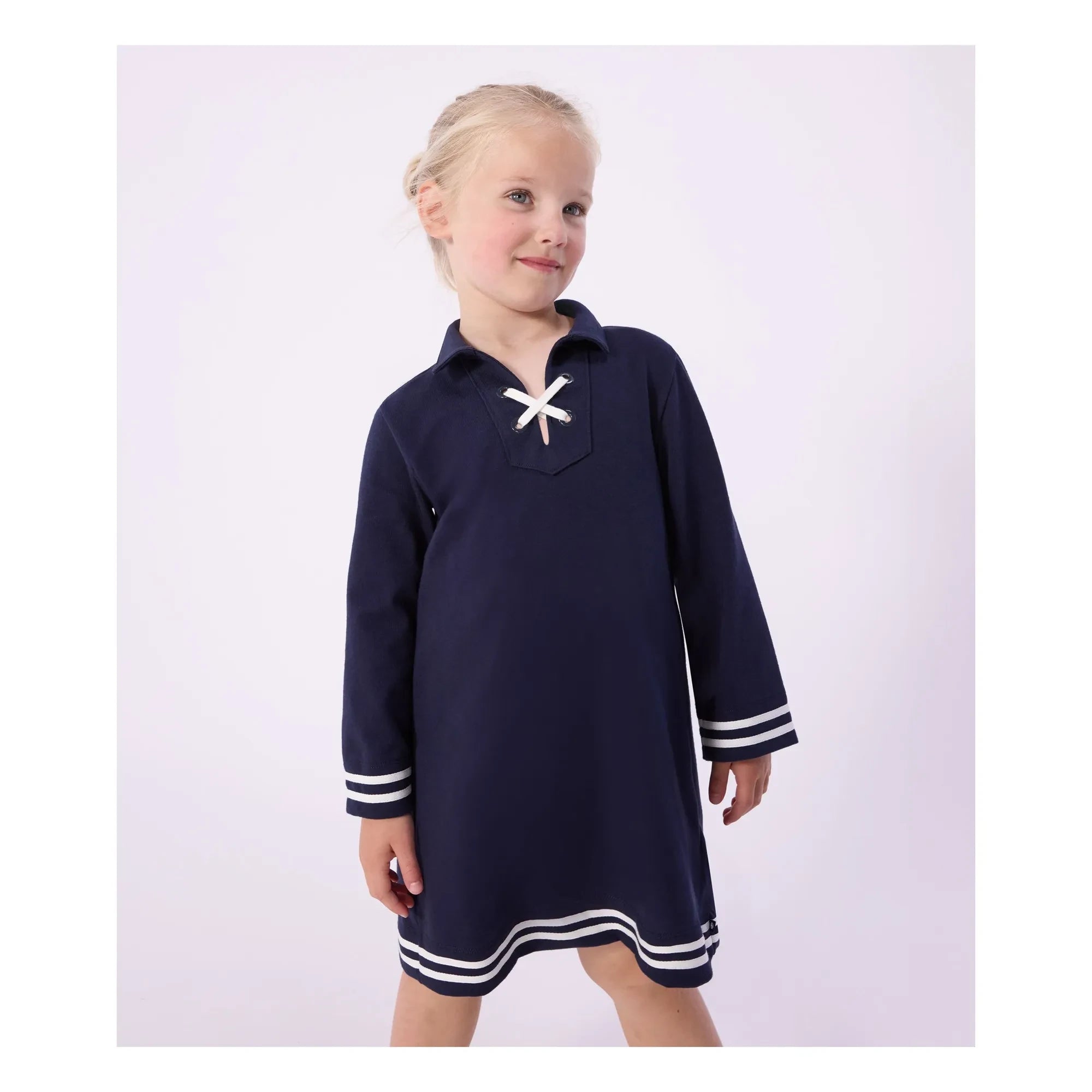 Petit Bateau - Dantelli Yaka Elbise | Lacivert