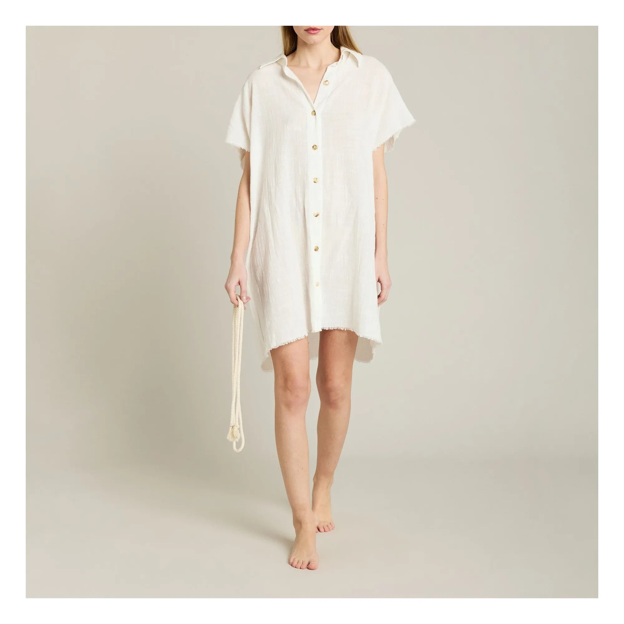 Maison Saint Julien - Paros Gaze-Baumwollkleid | Ecru