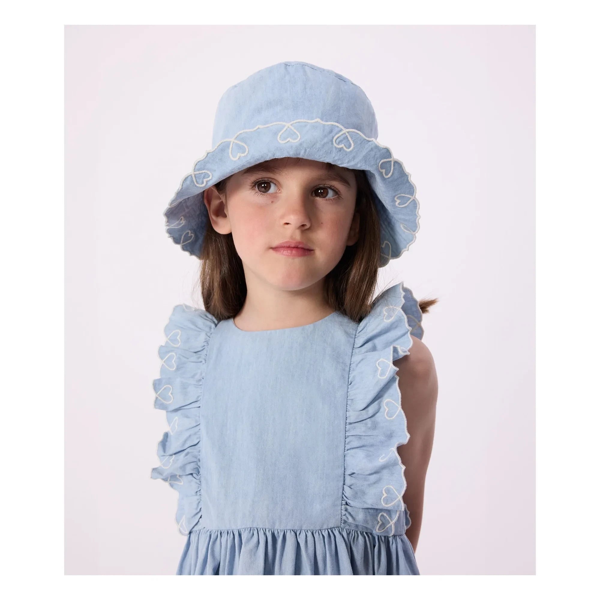 Petit Bateau - Mavi Chambray Fırfırlı Elbise