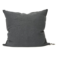 Maison de Vacances - Vice Versa Black Line Stone Washed Linen Yastık | Karbon
