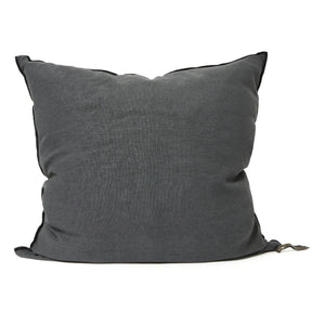 Maison de Vacances - Vice Versa Black Line Stone Washed Linen Yastık | Karbon