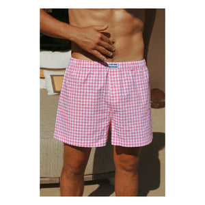 Ich bin am Steuer - Vichy Boxershorts | Rosa