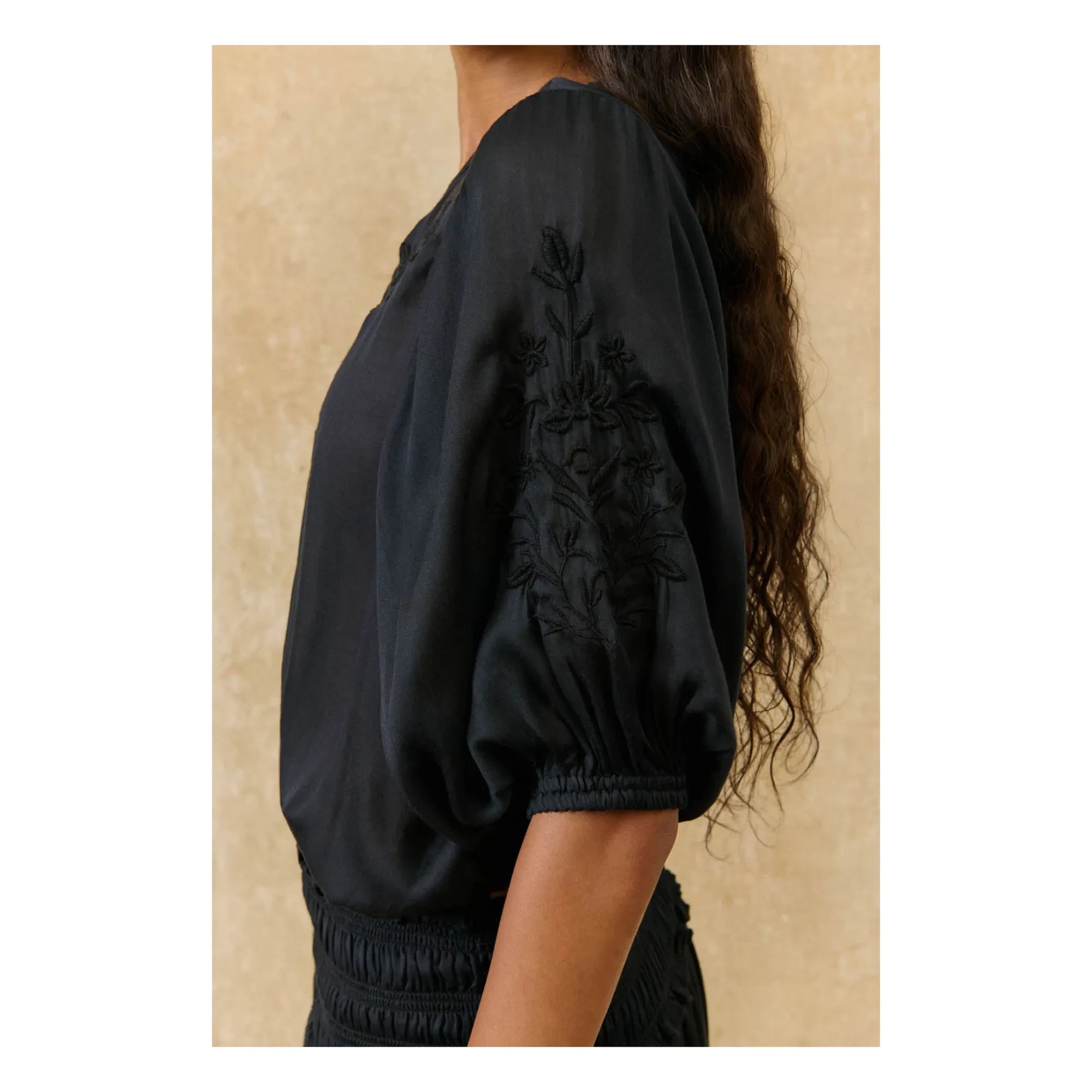 Louise Misha - Chayana Baumwollbluse | Schwarz