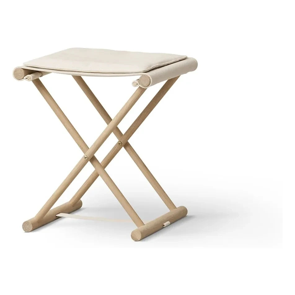 Oliver Furniture - Small camp stool in oak and canvas