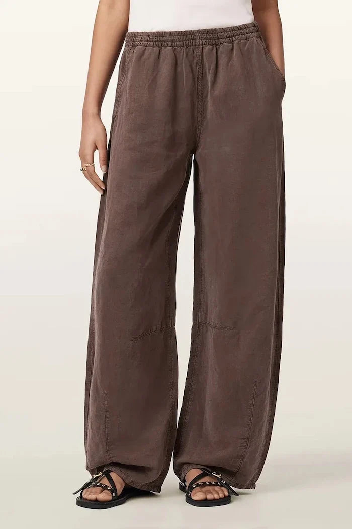 AllSaints kadın geniş paça keten karışımlı pantolon JETT