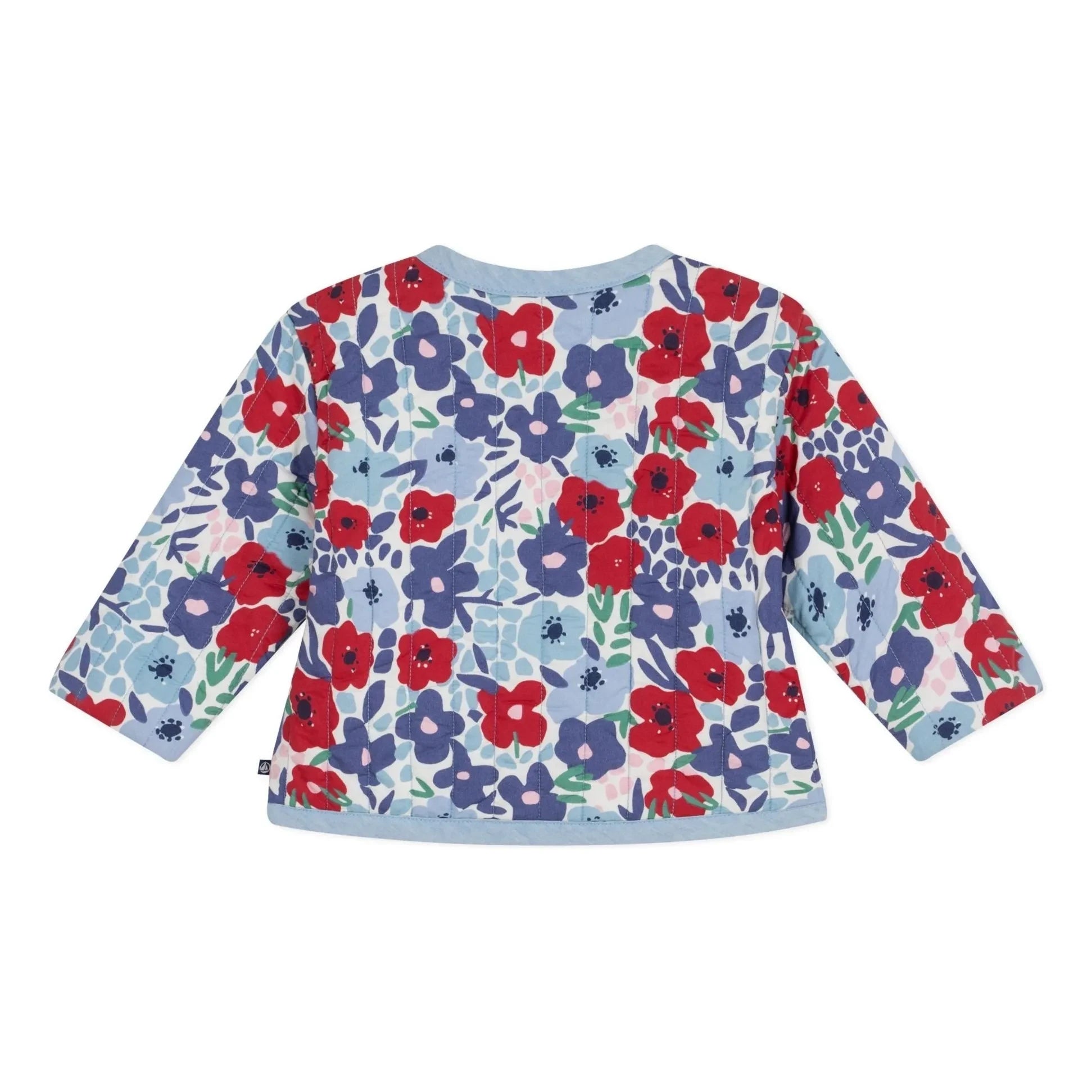 Petit Bateau - Organik Pamuk Fleurie Kapitone Ceket | Mavi