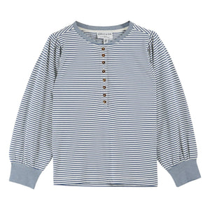 Emile et Ida - Claire çizgili organik pamuklu T-shirt | Mavi