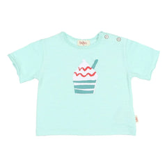 Búho - Bio-Baumwoll-T-Shirt mit Eiscreme-Print | Aqua