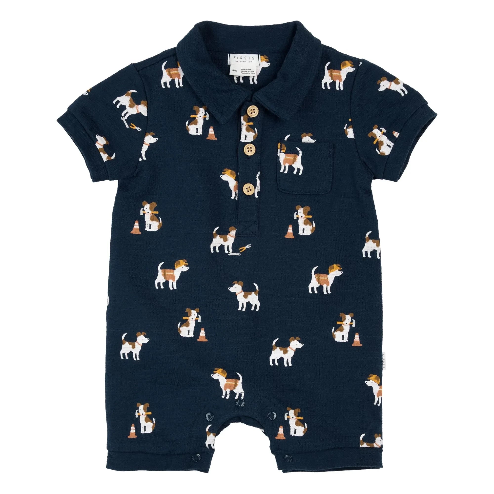 Petit Lem - Organik pamuklu havlu Dogs tulum | Lacivert