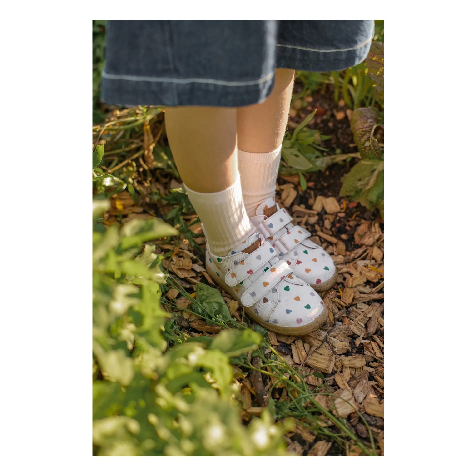 Angulus - Mini Hearts Doppelklett-Sneaker | Ecru