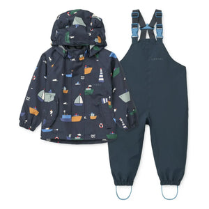 Liewood - Manu Bateaux Recycled Fiber Rain Set | Navy Blue