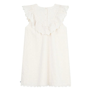 Petit Bateau - Baumwollkleid mit Herzstickerei und englischer Spitze | Weiß