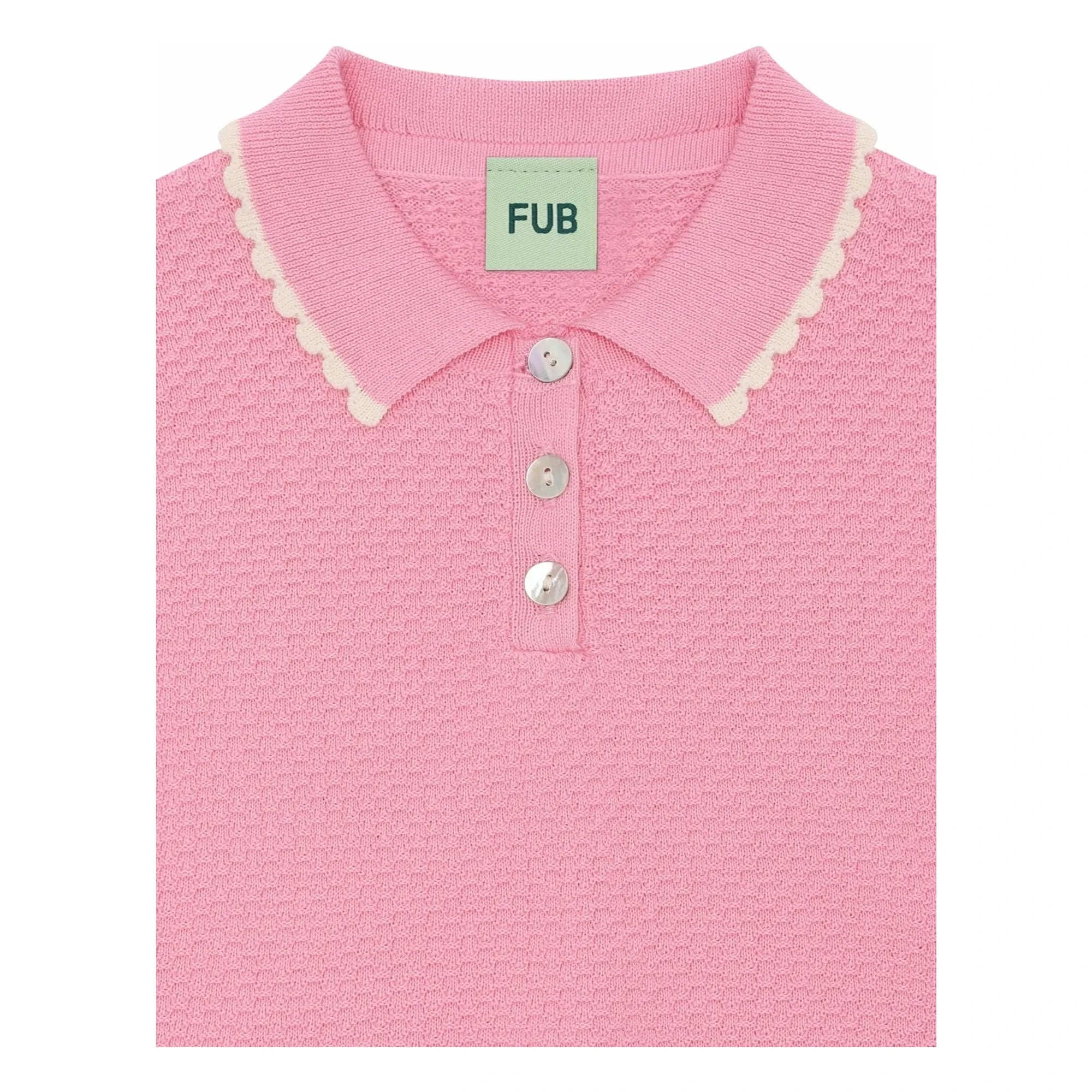 FUB – Polo-Oversize, dünn gewebter Piqué aus Bio-Baumwolle | Zuckerrosa