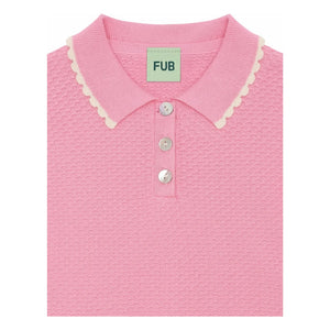 FUB – Polo-Oversize, dünn gewebter Piqué aus Bio-Baumwolle | Zuckerrosa