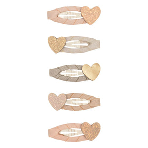 Mimi & Lula - 5er Mini-Glitzer-Haarspangen-Set Herz | Rosa