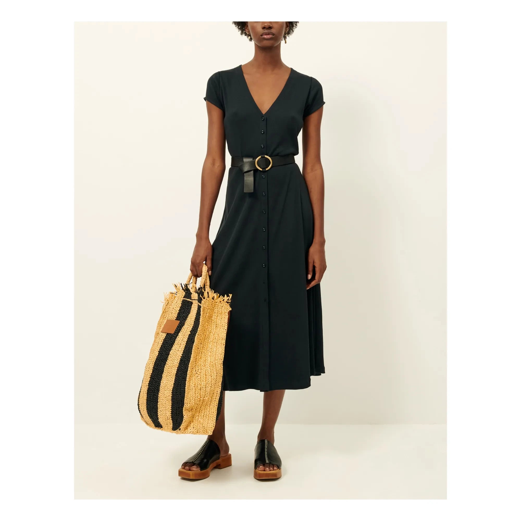 Sessùn - Nea Ribbed Dress | Blue & Black