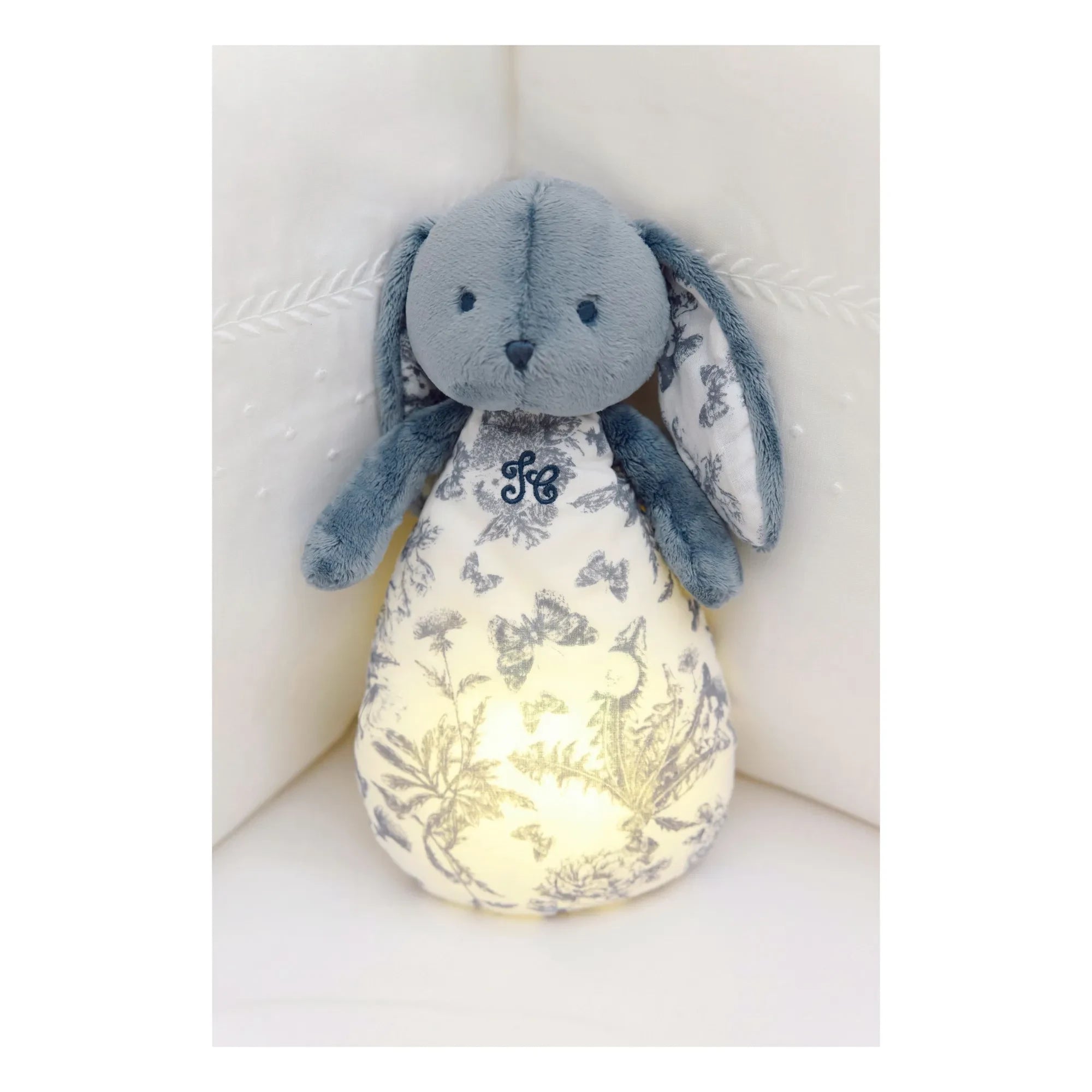 Tartine et Chocolat - Doudou Night Light Augustin the Bunny Toile de Jouy | Blue