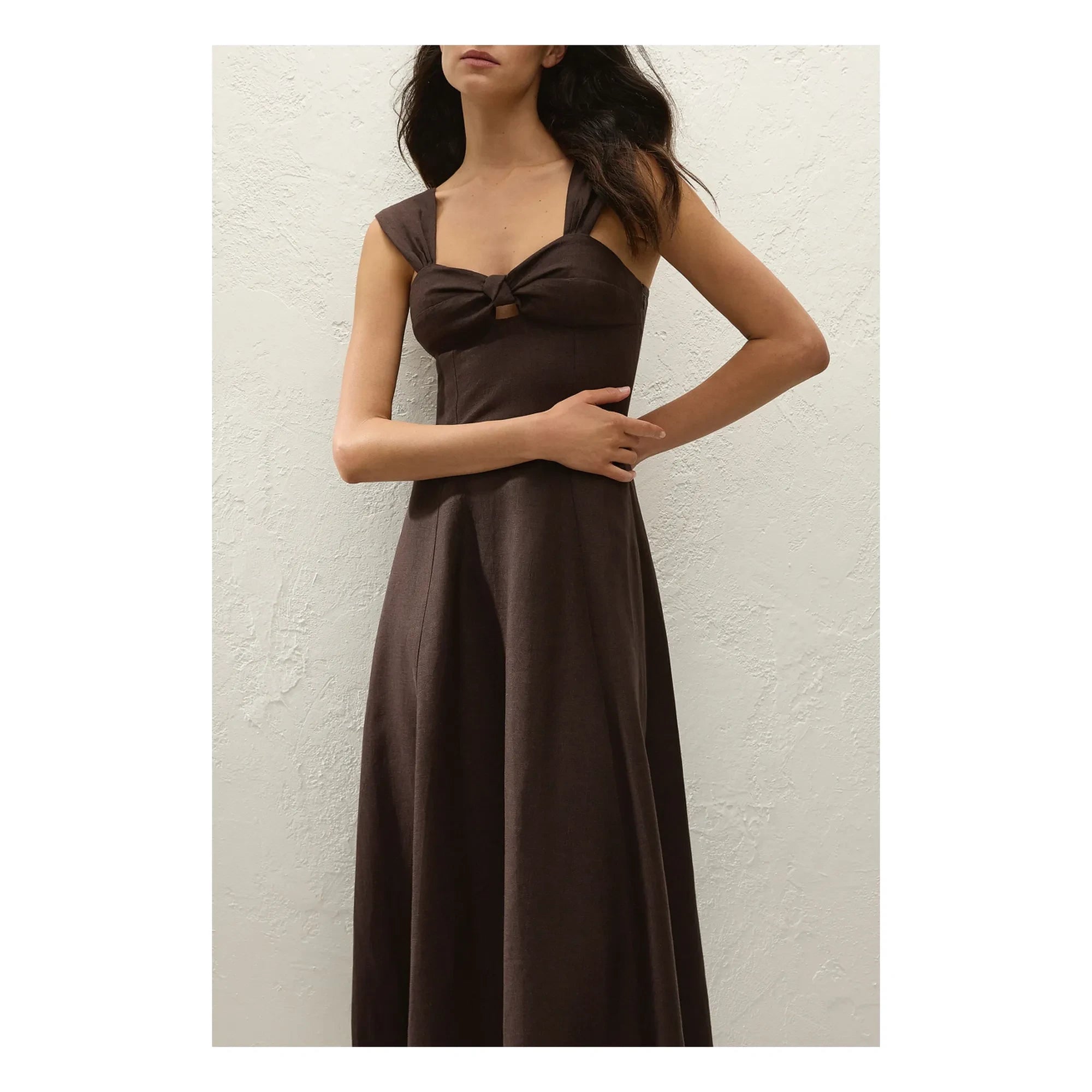 Faithfull the Brand - Pallida Leinen- und Baumwollkleid | Kaffee