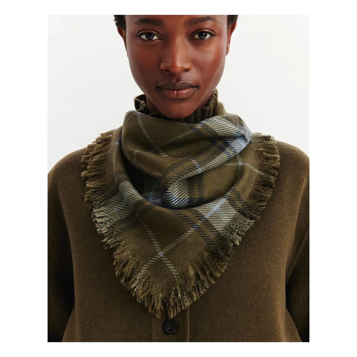 Bompard - Swann Tartan Kaschmir Mini-Schal | Olive