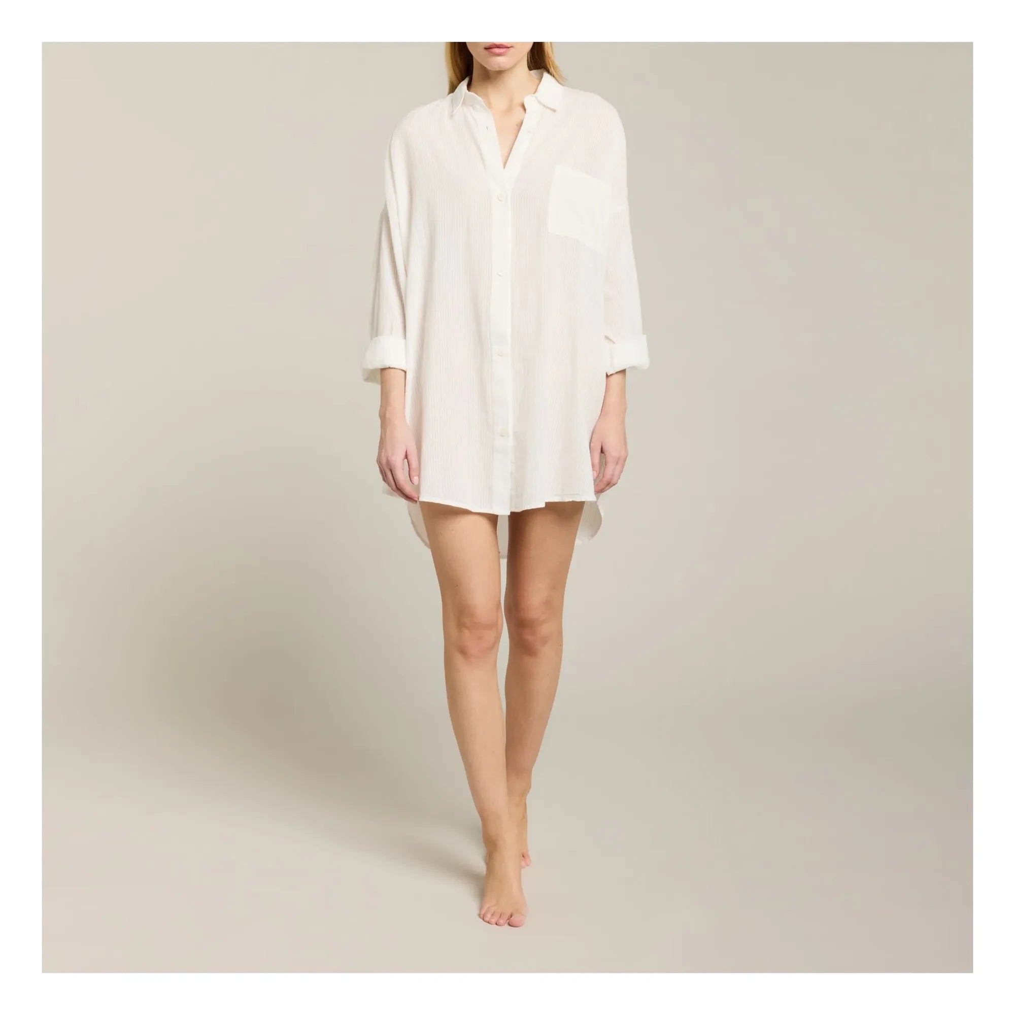 Maison Saint Julien - Port Miou Baumwoll-Voile-Kleid | Weiß