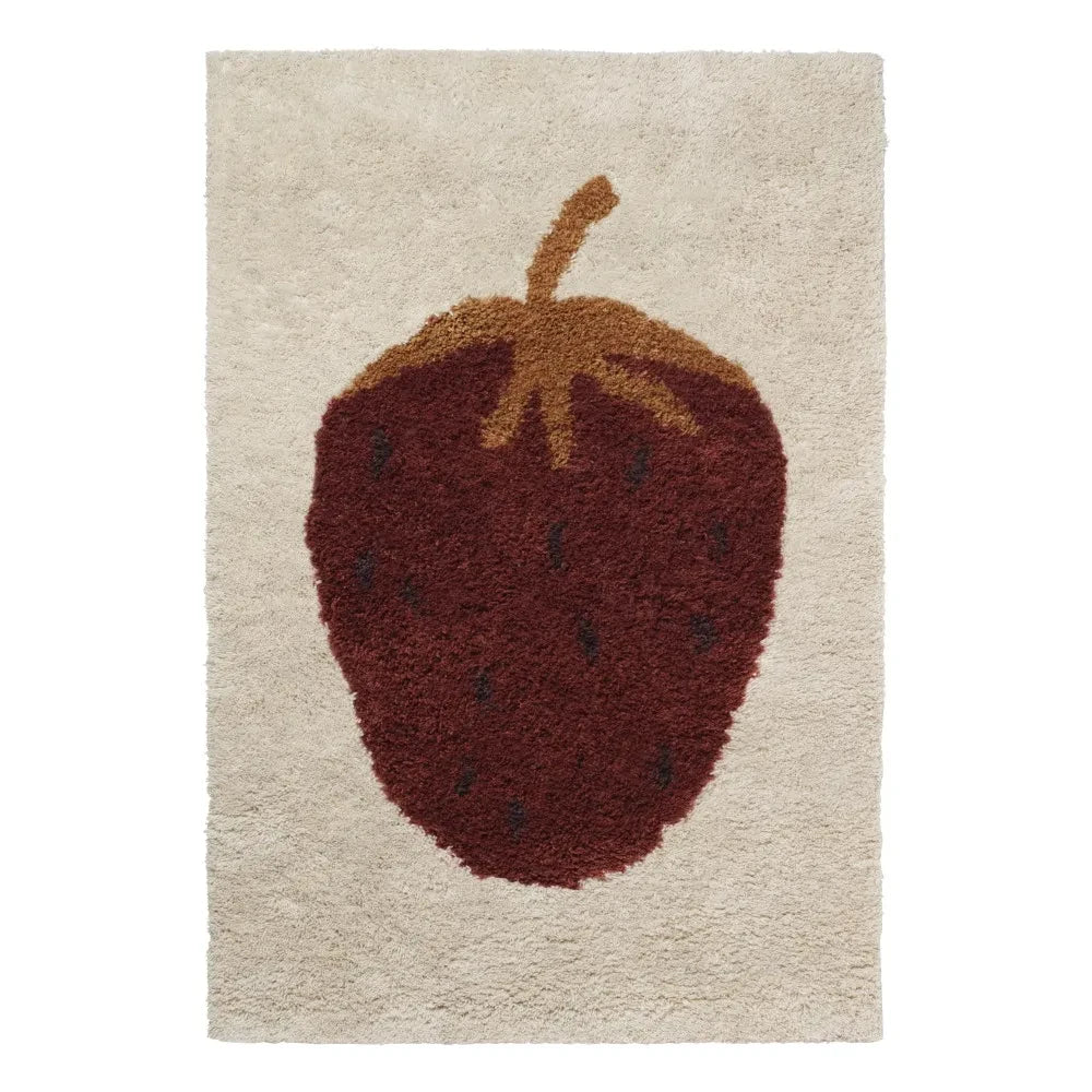 Ferm Living Kids - Fruiticana Çilekli Yün Halı