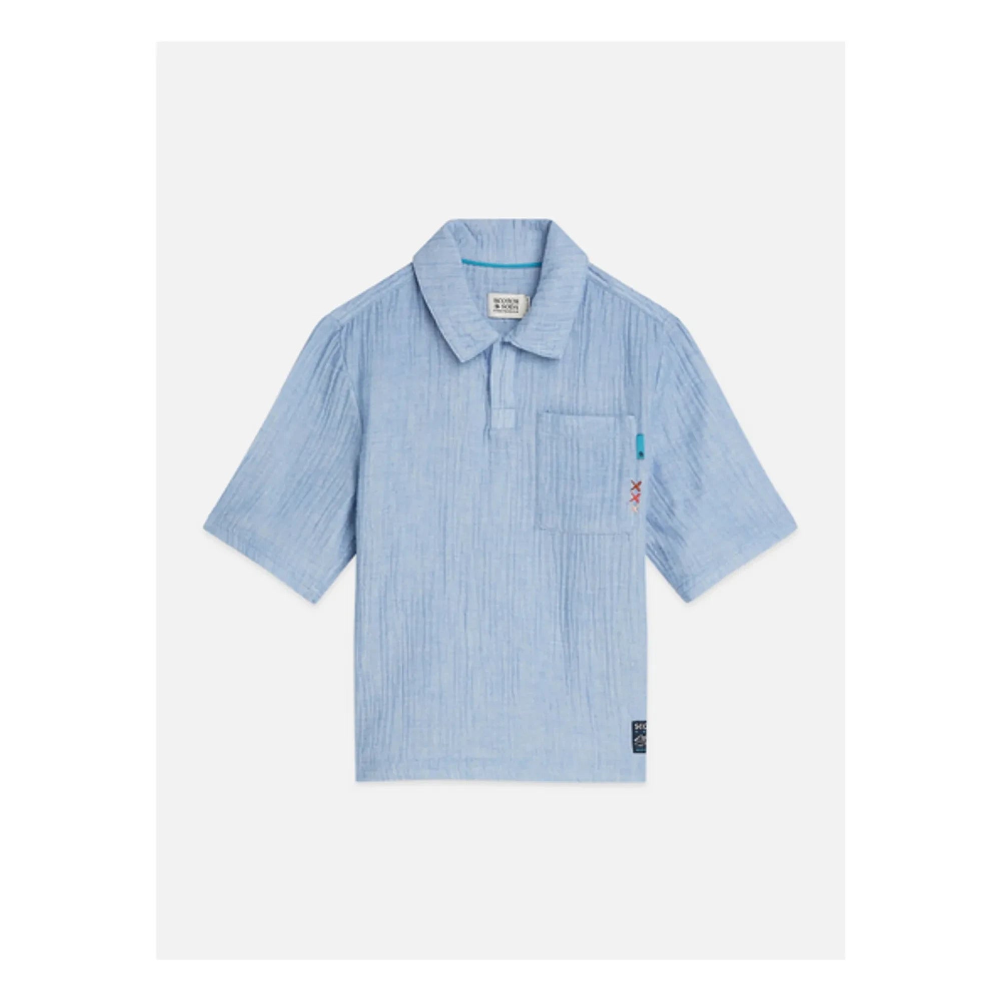 Scotch & Soda – Polo-Chambray-Hemd | Hellblau