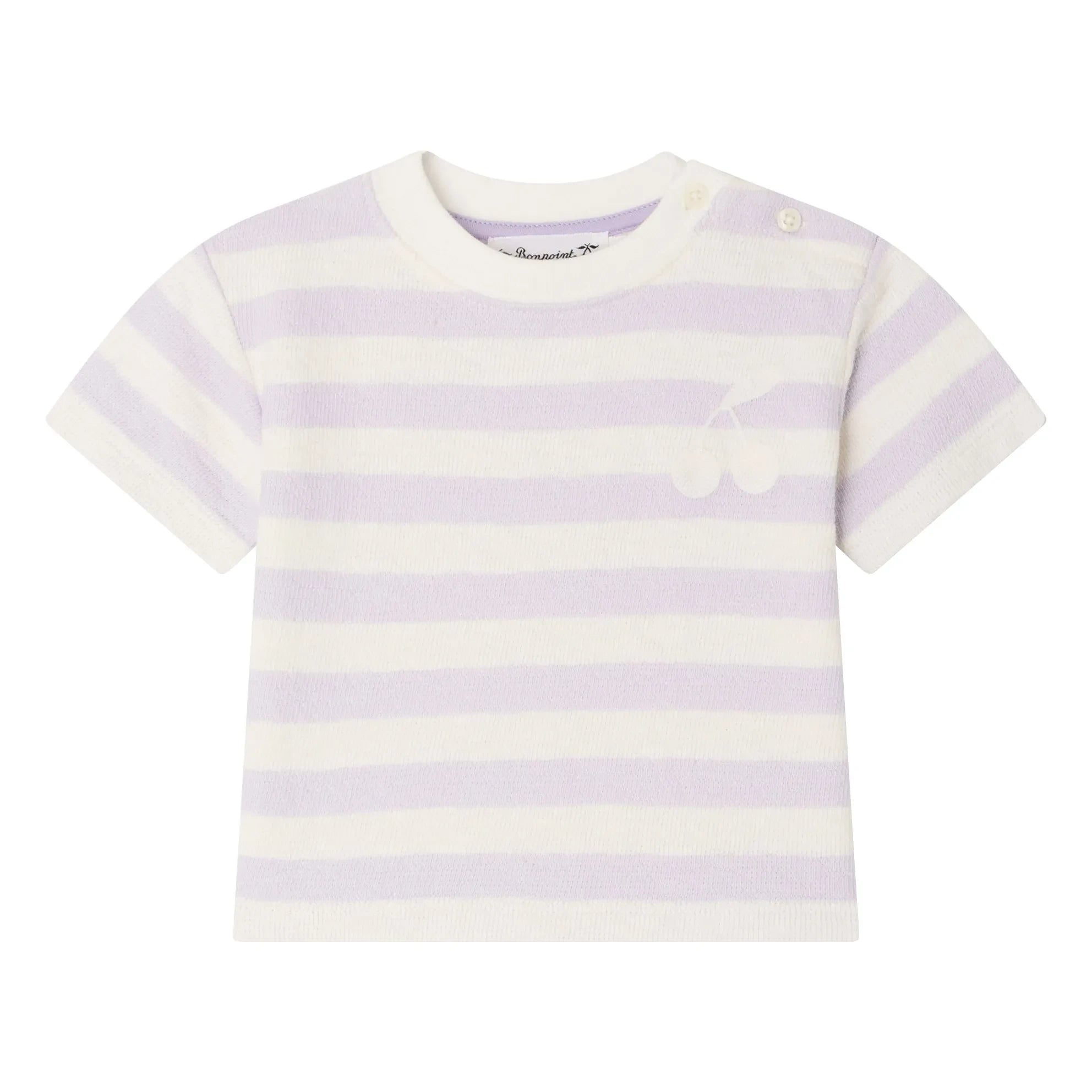 Bonpoint - Cai Cerise Gestreiftes T-Shirt | Ecru