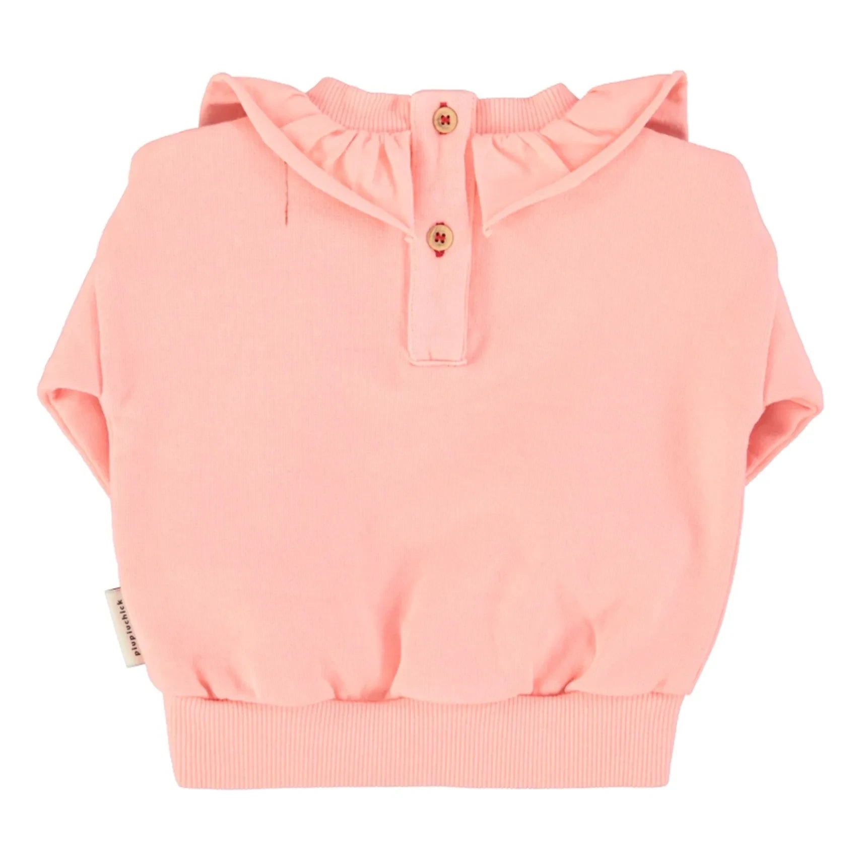 Piupiuchick - Çilek organik pamuklu fırfırlı sweatshirt | Pembe