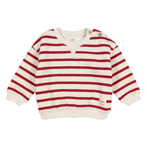 Búho - Kiraz kırmızısı | Çizgili organik pamuklu sweatshirt