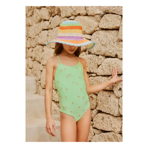 Molo - Large Wavy Striped Paper Straw Hat | Orange