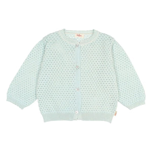 Búho - 3/4 Kollu Pointelle Bio-Baumwoll-Cardigan | Mintgrün