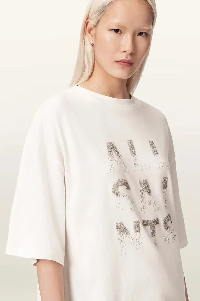 AllSaints kadın pamuklu bol kesim STACKS tişört