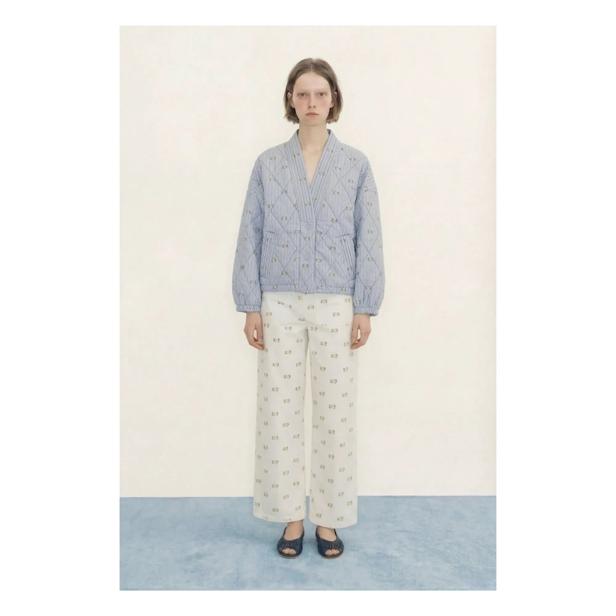The Tiny Big Sister - Baumwollgestreifte Jacke | Blau