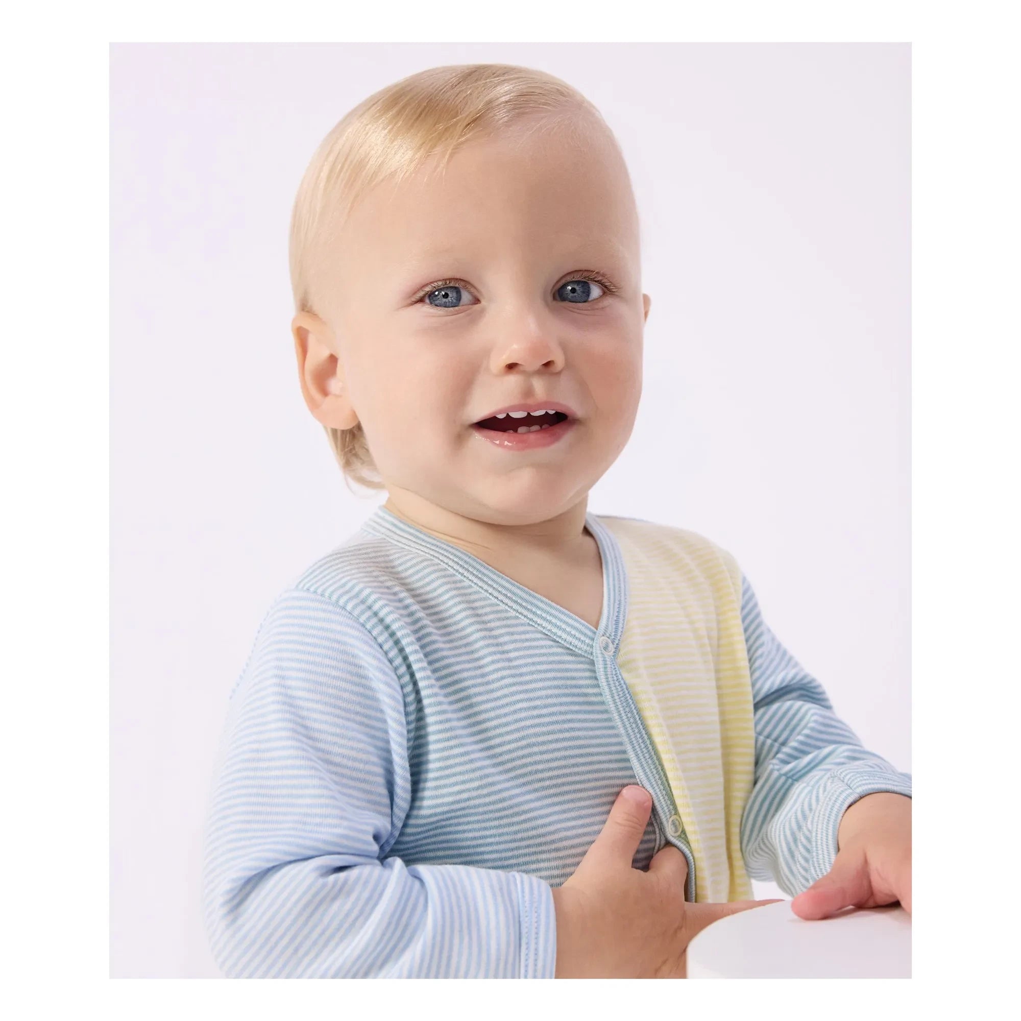 Petit Bateau - Dors Bien Renk Bloklu Çizgili Milleraies Organik Pamuk Pijama | Yeşil