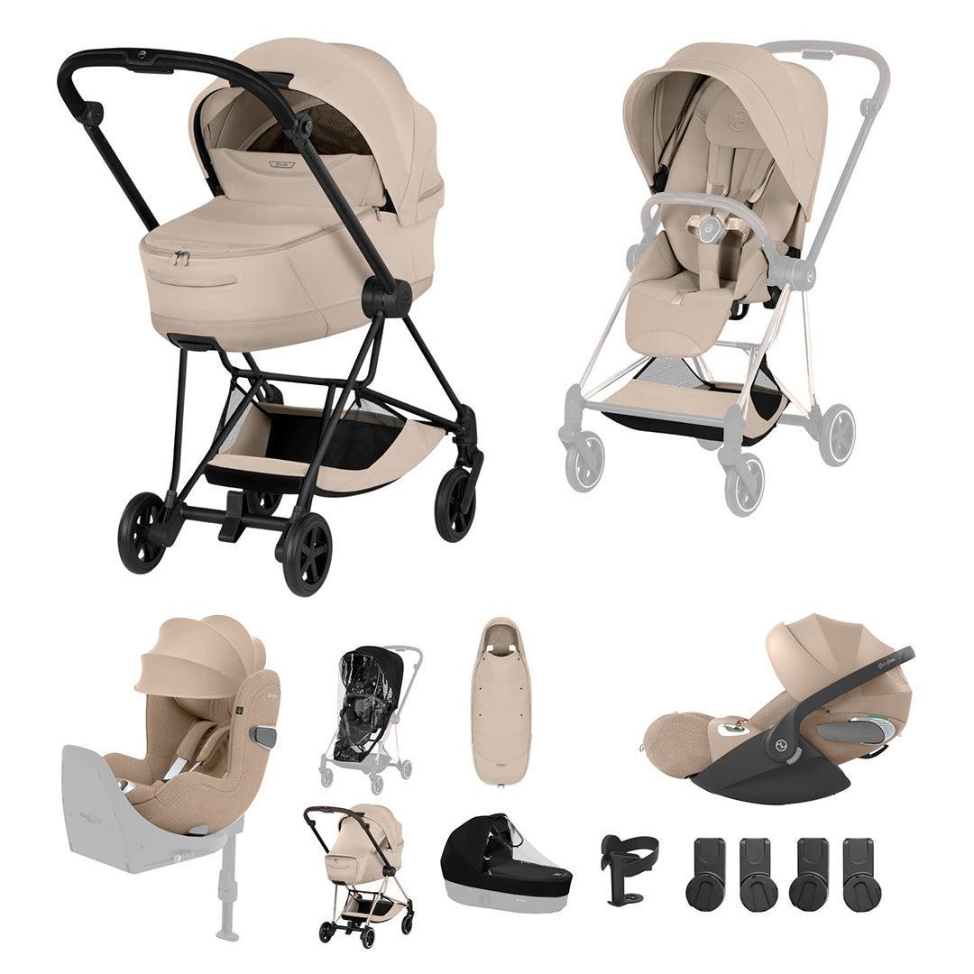 Cybex Mios Ultimate Birth & Beyond Bundle - Style Collection-Travel Systems-Cozy Beige-Matt Black | Natural Baby Shower