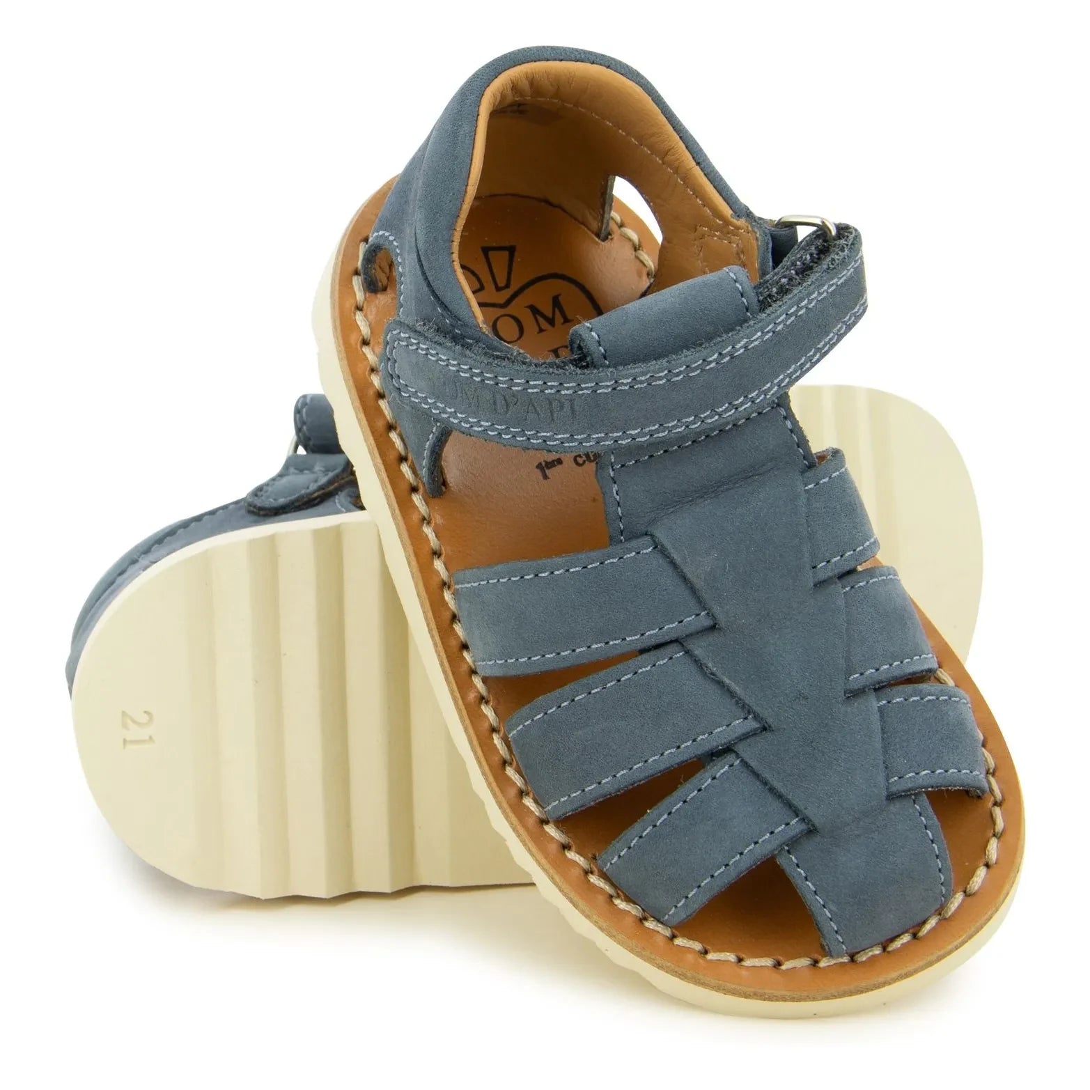 Pom d'Api - Waff Papy Sandalen | Grau-Blau