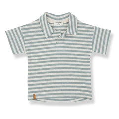 1+ in the family - Borrassa Striped Linen Polo | Green Water