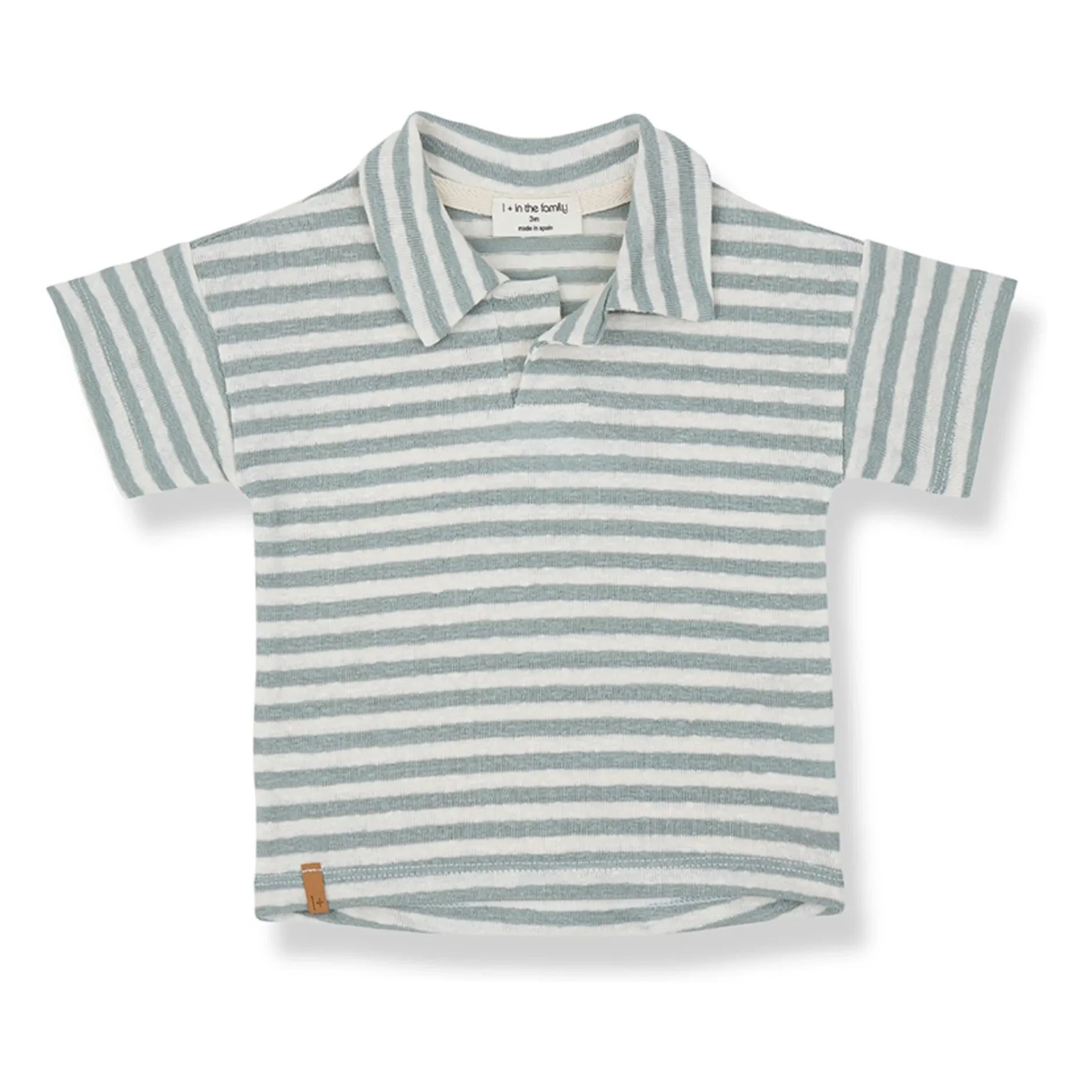 1+ in the family - Borrassa Striped Linen Polo | Green Water