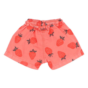 Búho - Strawberry Organic Cotton Baby Bath Shorts | Pale Red