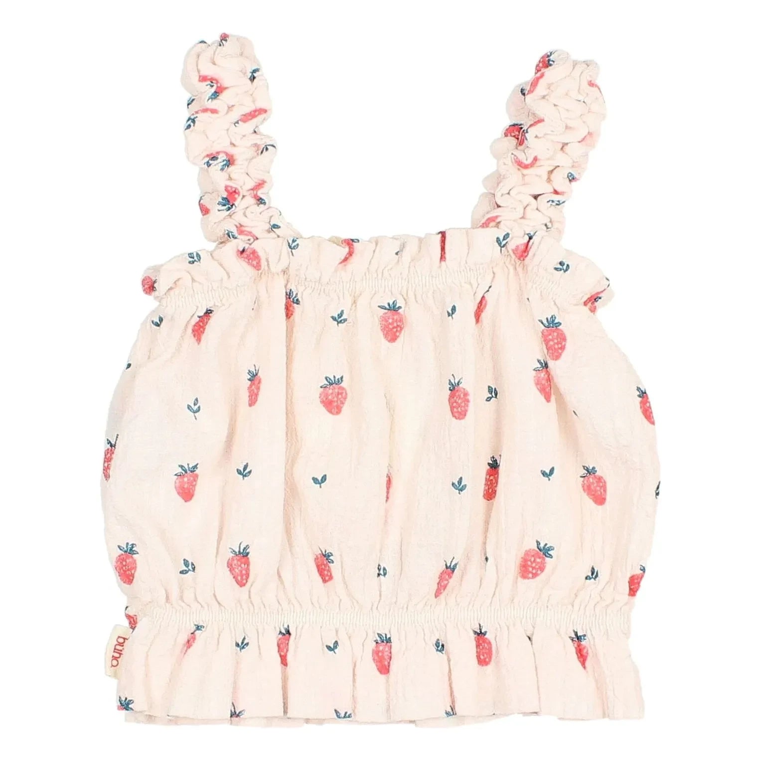 Búho - Organic Cotton Strawberry Ruffle Top | Cream