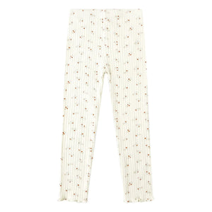 Rylee + Cru - Gerippte Leggings mit Blumenmuster | Ecru